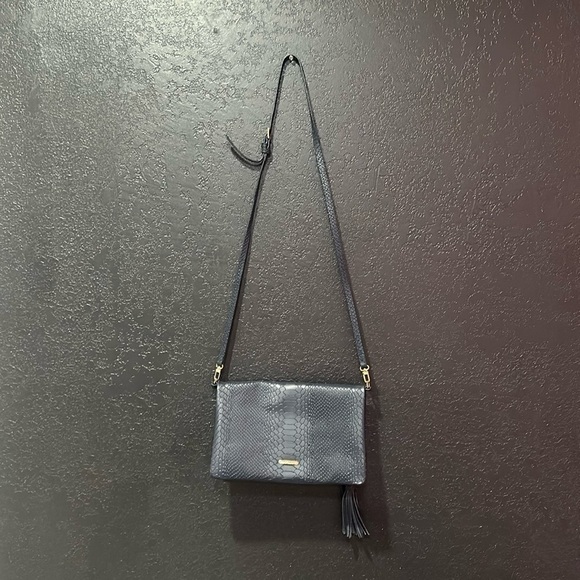 Vintage Used Gigi New York Blue Zippered Clutch Bag Ladies Purse Accessory - Picture 1 of 6